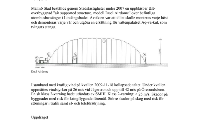 Utredning klar angående Lindängsbadets tält
