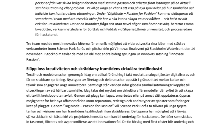 DigiMode Passion for Fashion - en unik chans för unga tjejer att utveckla idéer för en cirkulär textilindustri 