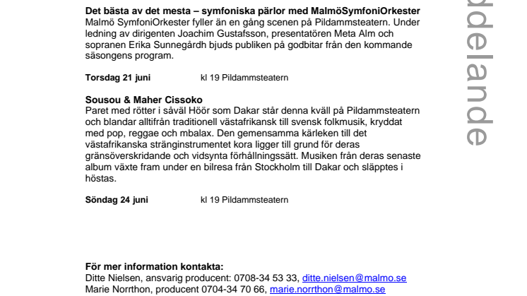 Sommarsymfonier och folkmusik från Senegal och Sverige på kora