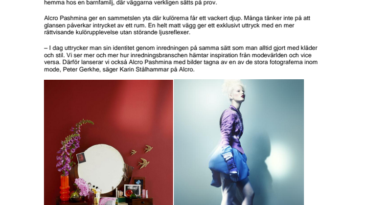 Alcro lanserar helmatta färgen Pashmina