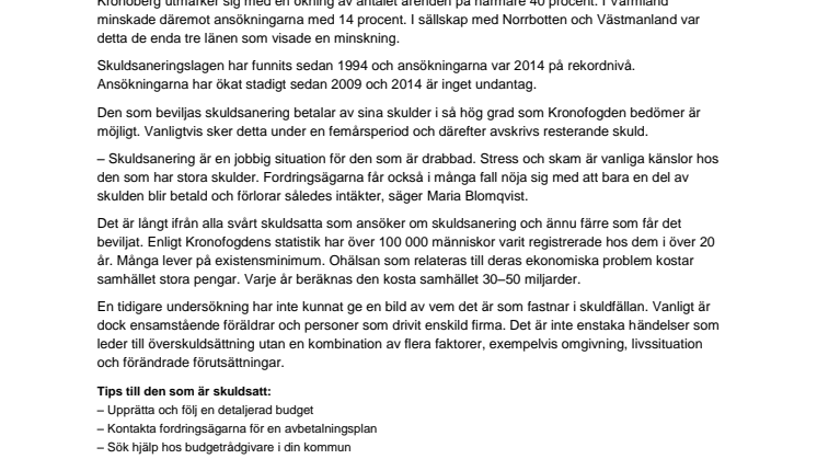 10.000 ansökte om skuldsanering förra året