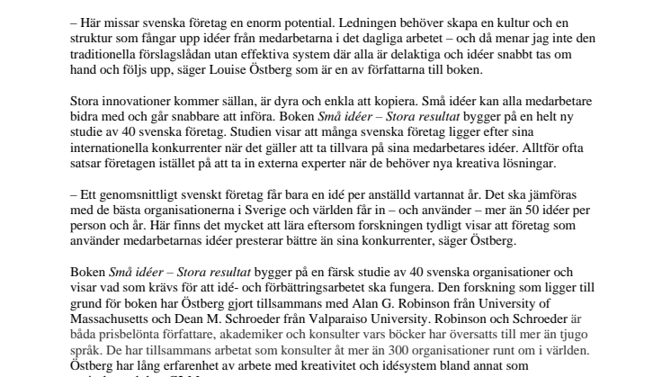 NY STUDIE VISAR: Svenska företag ligger efter med att tillvarata sina medarbetares idéer