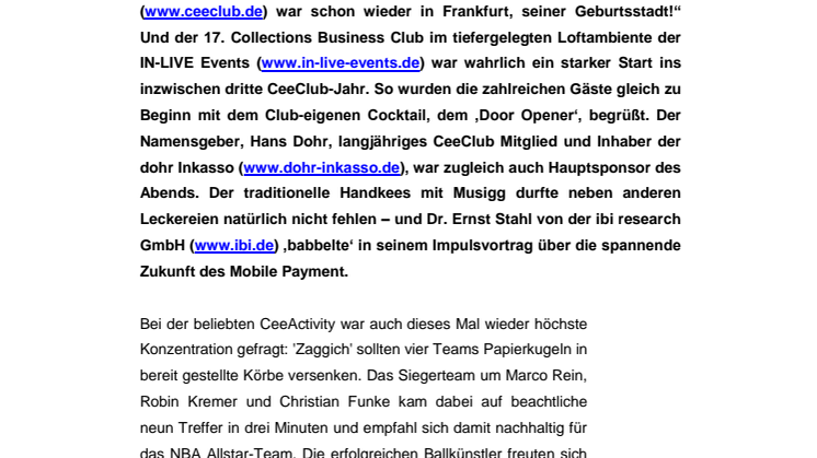 Der Collections Business Club in Frankfurt: Ein Volltreffer zum Jahresauftakt!