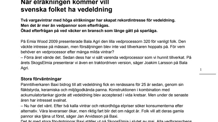 När elräkningen kommer vill svenska folket ha vedeldning