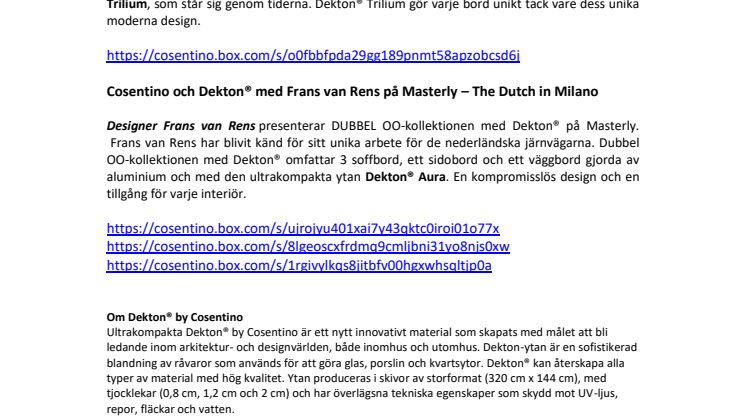 Dekton® by Cosentino valt för Masterly – The Dutch in Milano