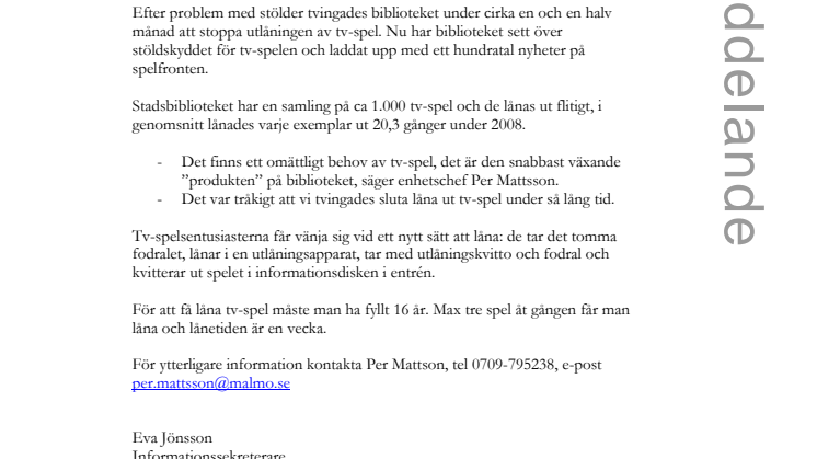 The game is on (igen) på Stadsbiblioteket i Malmö!