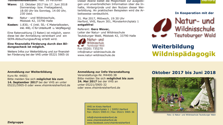 Weiterbildung Wildnispädagogik Teutoburger Wald 2017/18
