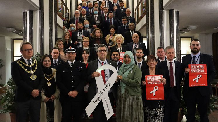 Chief Superintendent Chris Hill from Greater Manchester Police joined Bury councillors as they pledged their commitment to end male violence against women and stand up to domestic abuse.