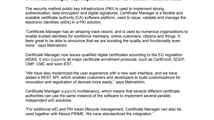 Nexus invests heavily in its certificate authority (CA) platform for its 20th anniversary