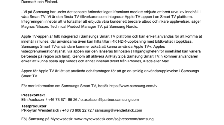 Samsung är den första TV-tillverkaren att lansera appen Apple TV och stöd för AirPlay 2