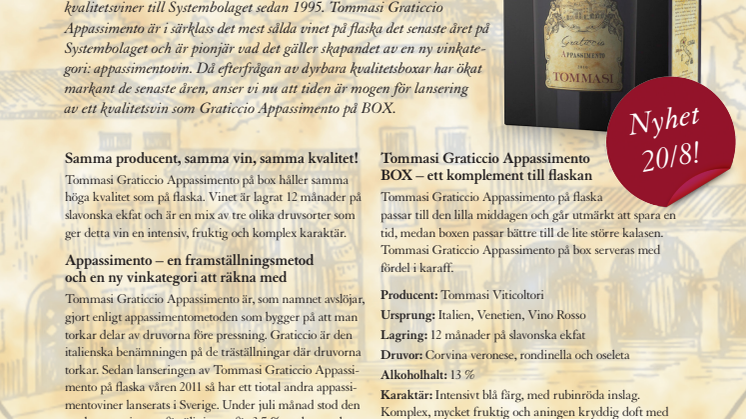 Tommasi Graticcio Appassimento - kommer nu på BOX!