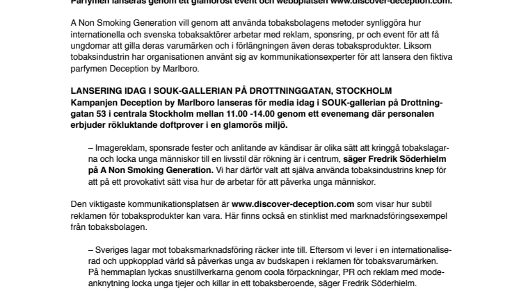 Parfymlansering slår mot tobaksindustrins marknadsföring