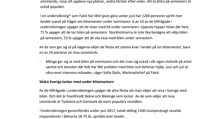 6 av 10 åker på bilsemester i sommar och Skåne är det mest populära resmålet