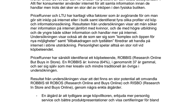 PriceRunner avslöjar om du är en ROBBIS