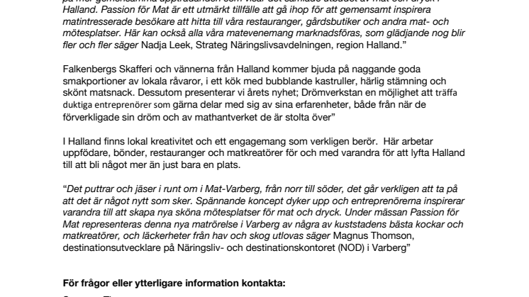 Falkenbergs Skafferi bjuder in vännerna från Halland till Passion för Mat