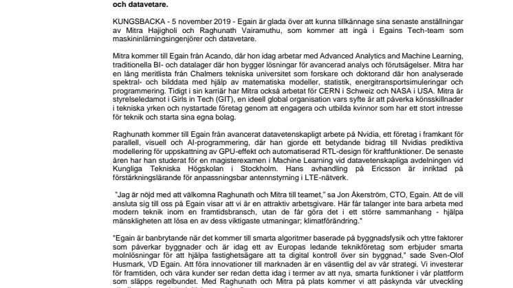 Egain stärker sina förmågor inom Machine Learning och meddelar anställningen av nya teammedlemmar för att supportera arbetet mot att lösa en av mänsklighetens största utmaningar; klimatförändringen.