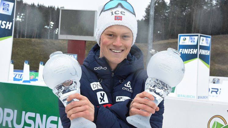 JAKTER NY KULE: Endre Strømsheim (Bærum SSK) jakter seier i totalcupen i IBU. Foto: Viktor Storsveen