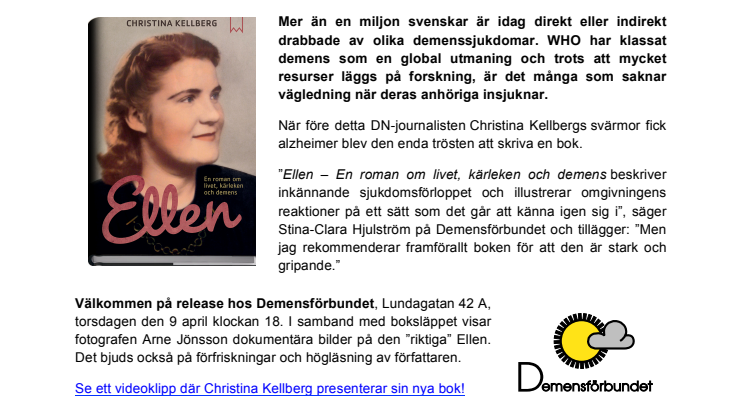 ROMAN OM ALZHEIMER TILL FÖRMÅN FÖR DEMENSFÖRBUNDET