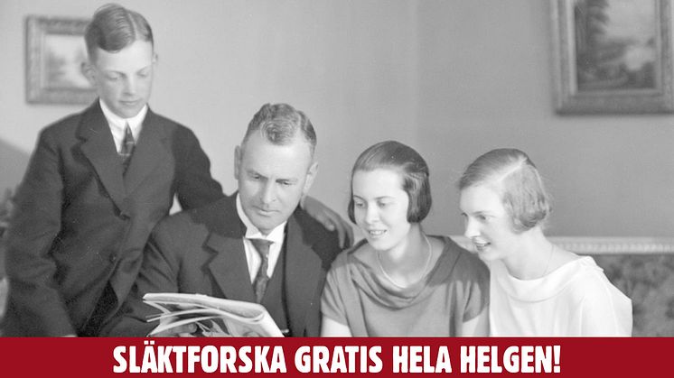 Släktforska helt gratis i helgen med Sveriges ledande Internettjänst för släktforskning. 