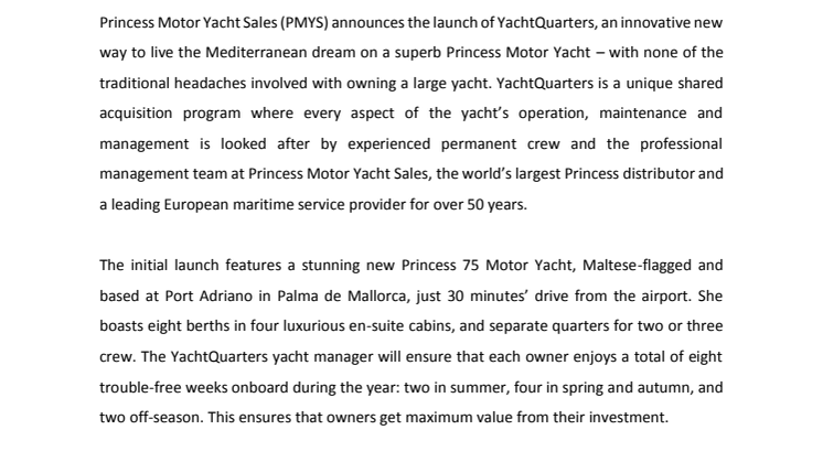 Princess Motor Yacht Sales - boot Dusseldorf: Princess Motor Yacht Sales Launches YachtQuarters