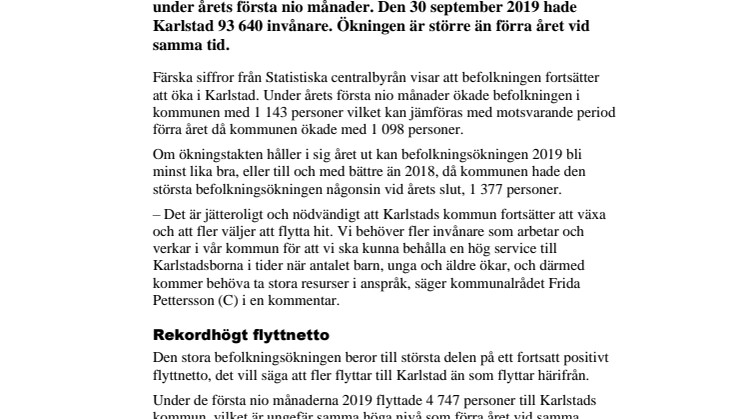 Pressmeddelande: Går Karlstad mot ännu ett rekordår? 