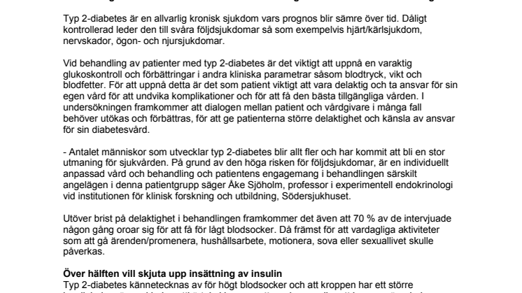 Var tredje diabetiker anser sig inte delaktig i sin behandling