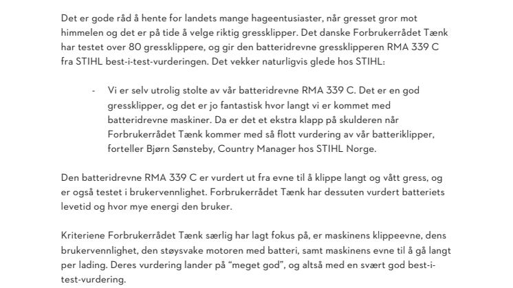 Batteridrevet gressklipper slår bensinmodellene og er best i test