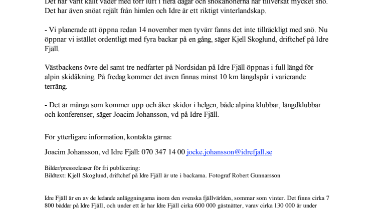 Idre Fjäll öppnar stort