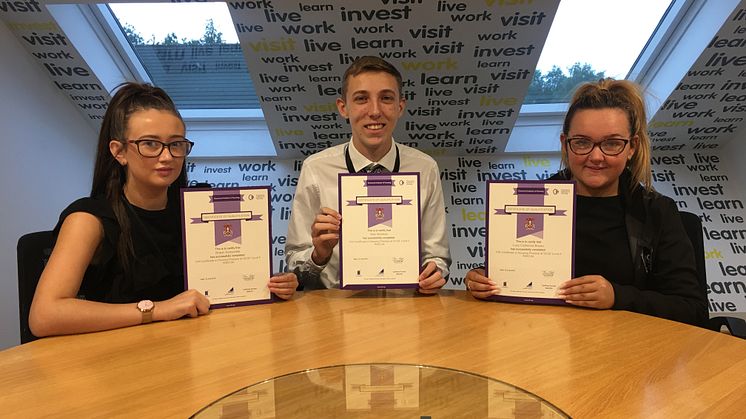 ng homes trainees (L-R) Robyn Somerville, Alan Nicolson and Lucy Brown with their Certificates.