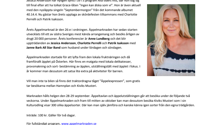 Jessica Andersson klar för Äppelmarknaden i Kivik