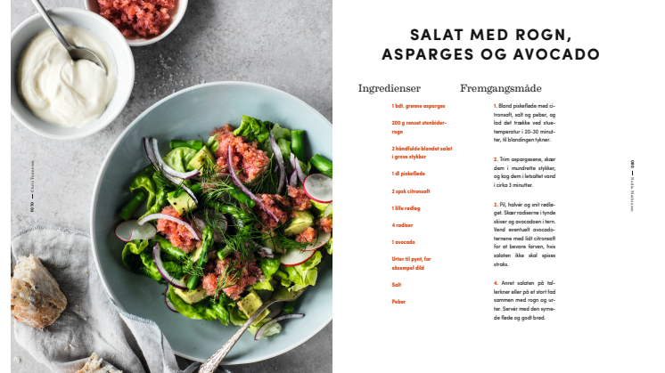 Opskrift: Salat med rogn, asparges og avocado