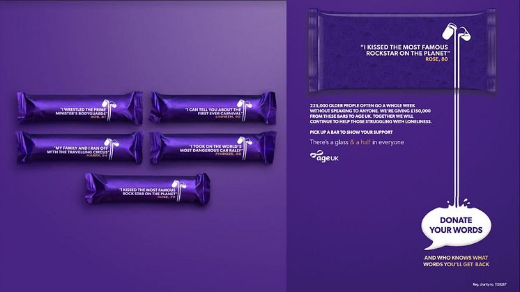 Cadbury and Age UK come together to share inspiring stories on millions of Cadbury Dairy Milk bars