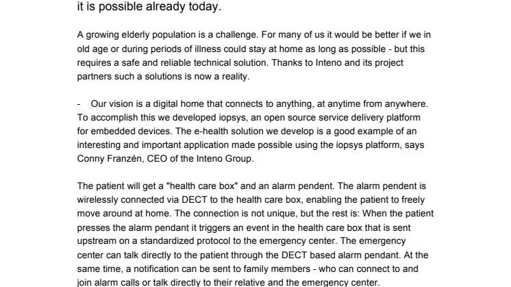 Inteno makes e-health a reality