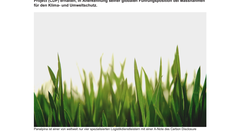 Panalpina erzielt hervorragende Nachhaltigkeitsbewertungen
