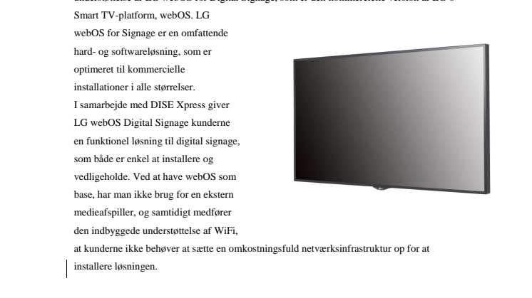 DISE LANCERER DIGITAL SIGNAGE-LØSNING TIL LG WEBOS