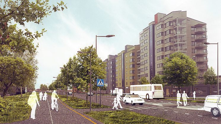 Rudbecksgatan mellan Almbyplan och korsningen Hagmarksgatan stängs för ombyggnation 11 april.
