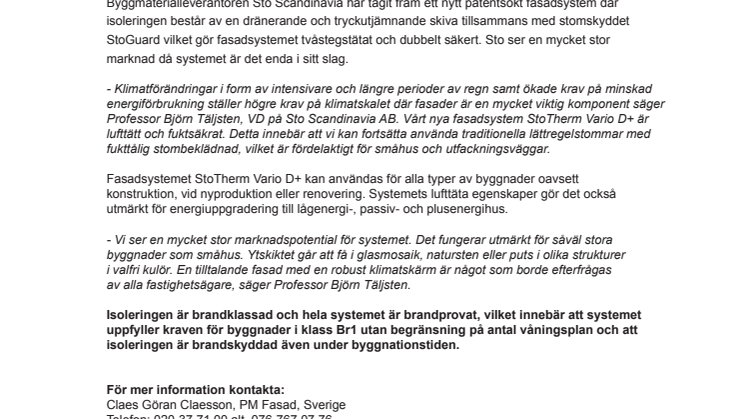 För energieffektiva och fuktsäkra hus: Nytt tvåstegstätat fasadsystem med  dränerande isolering möter ett tuffare klimat
