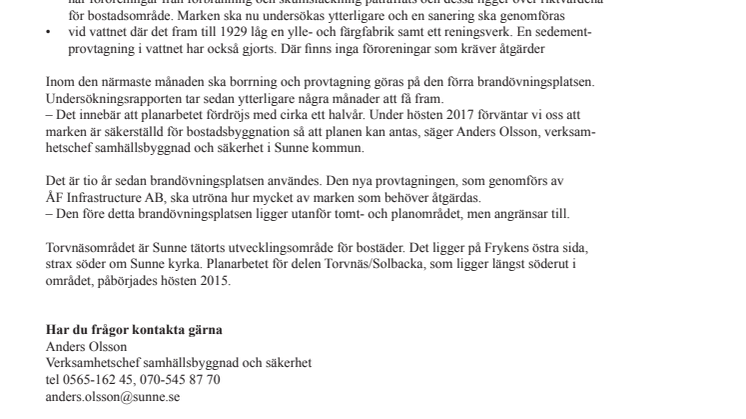 Planarbetet för Torvnäs/Solbacka i Sunne fördröjs cirka ett halvår