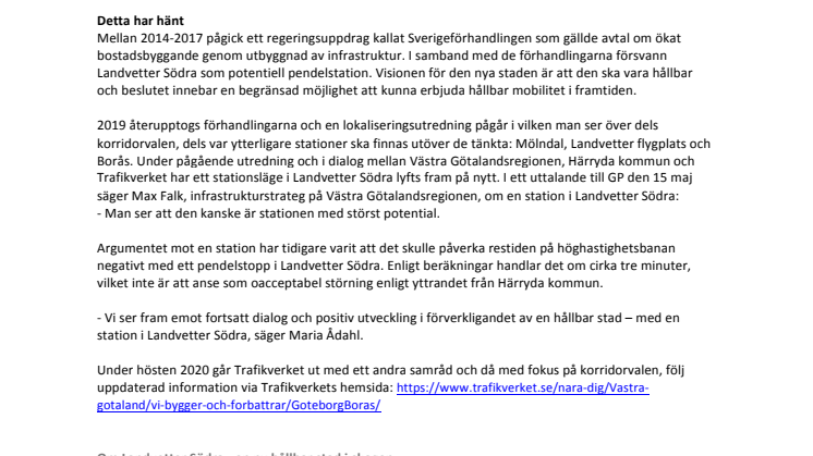 Landvetter Södra kan få en station