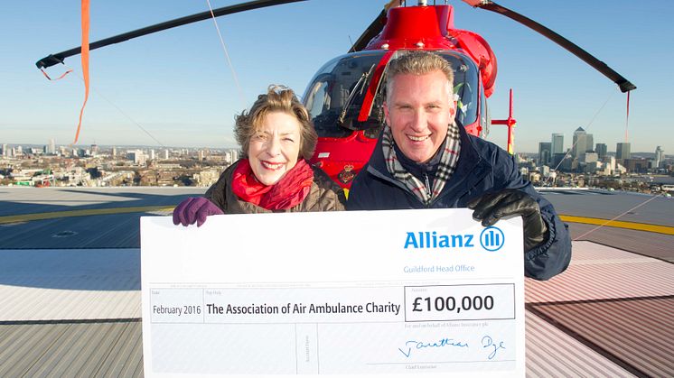 Jon Dye, CEO, Allianz UK, presented Liz Campbell, Chairman of the AAAC with a cheque for £100,000.