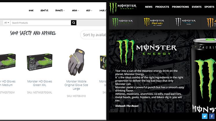 Monster Tools (left) vs Monster Energy (right)