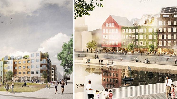 Den vänstra bilden föreställer Kvarter 15 Parkvy och den högra bilden föreställer kvarter 8, Tjärleken