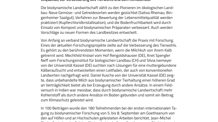 «Wir brauchen eine Entwicklungforschung». Überblick über biodynamische Forschung auf internationaler Tagung