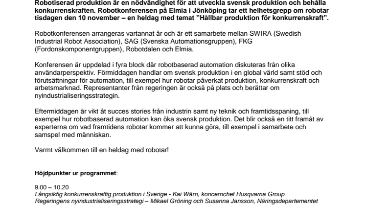 Pressinbjudan: En heldag med robotautomation