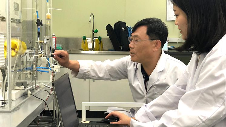 En av anledningarna till förekomsten av radon i de koreanska madrasserna tros vara förekomsten och användningen av mineralet monazit. Bild från Hanil Nuclears laboratorium.
