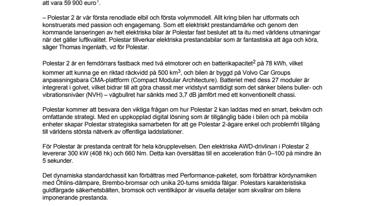 Polestar avtäcker nya Polestar 2