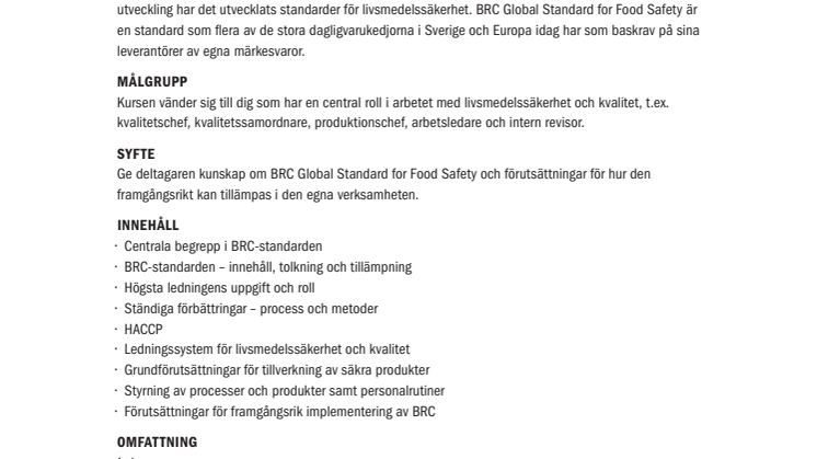 Förstå och tillämpa BRC