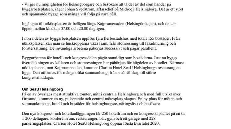 Ny utkiksplats vid SeaU Helsingborg