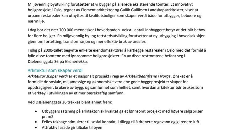 Dælenenggata 36 i Oslo får heder i nasjonalt verdiprosjekt