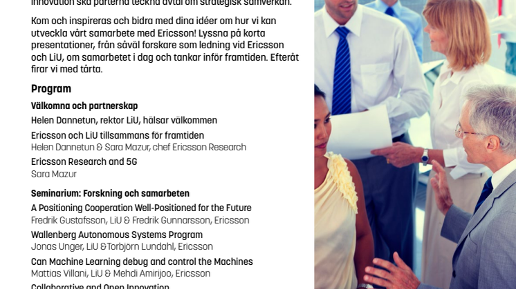 Pressinbjudan:  Ericsson och Linköpings universitet knyter fastare band